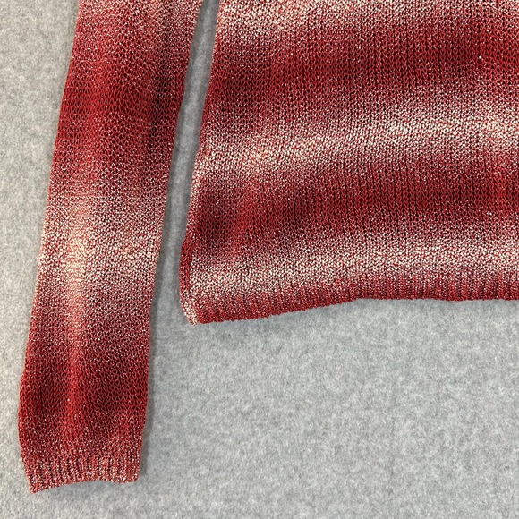 alice + olivia Ethan Knit Sweater Ombre Red White Stripe Xmas Sheer Size M / L ? - Picture 6 of 12